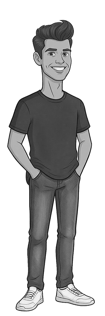 Ilustração em preto e branco de Cleiton