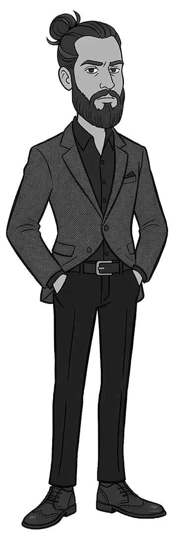 Ilustração em preto e branco de Heitor Muniz