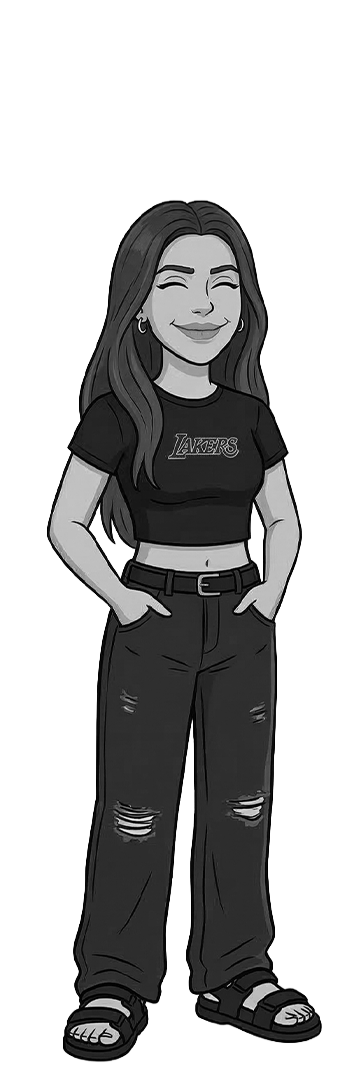 Ilustração em preto e branco de Luiza