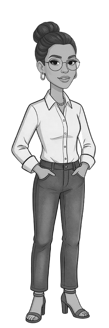 Ilustração em preto e branco de Paolla